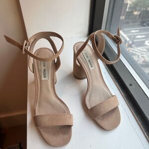 Steve Madden Neutral Tan Block Heel Ankle-Strap Sandals